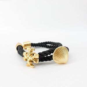 Tory Burch Shell Logo Rope Bracelet Black OS